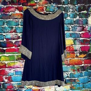 Alice + Olivia Silk Blend Beaded Trim Tunic Style dress Small